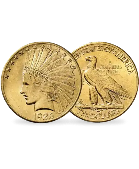 Pièce de dix dollars TETE INDIEN américains en or disponible chez VIRTU LUXURY