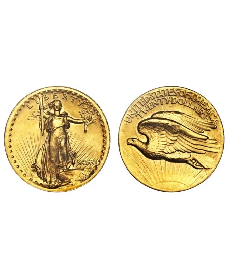 Pièce OR de vingt 20 dollars DOUBLE EAGLE SAINT GAUDENS américains en or disponible EN LIGNE et EN BOUTIQUE chez VIRTU LUXURY