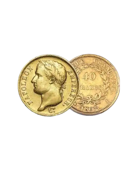 Pièce or de 40 francs or, double napoléon, disponible chez virtu luxury