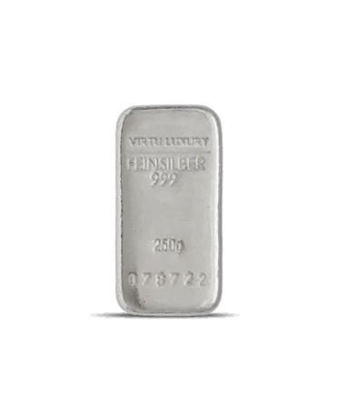 Lingot d'argent pur 24K d'un poids de 250 Grammes disponible chez VIRTU LUXURY