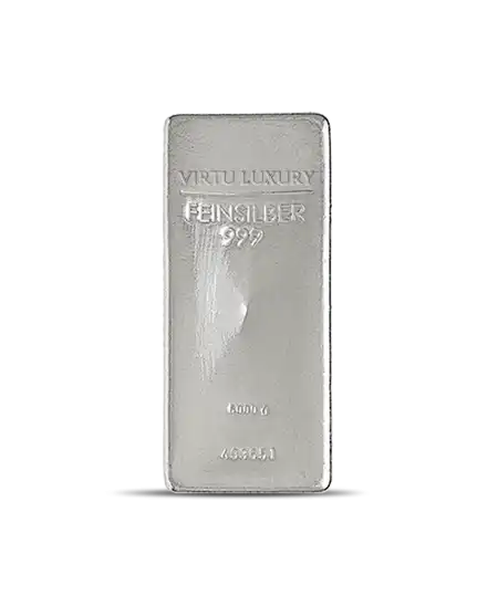 Lingot d'argent pur 24K d'un poids de 5KG disponible chez VIRTU LUXURY