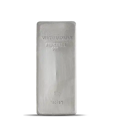 Lingot d'argent pur 24K d'un poids de 15KG disponible chez VIRTU LUXURY