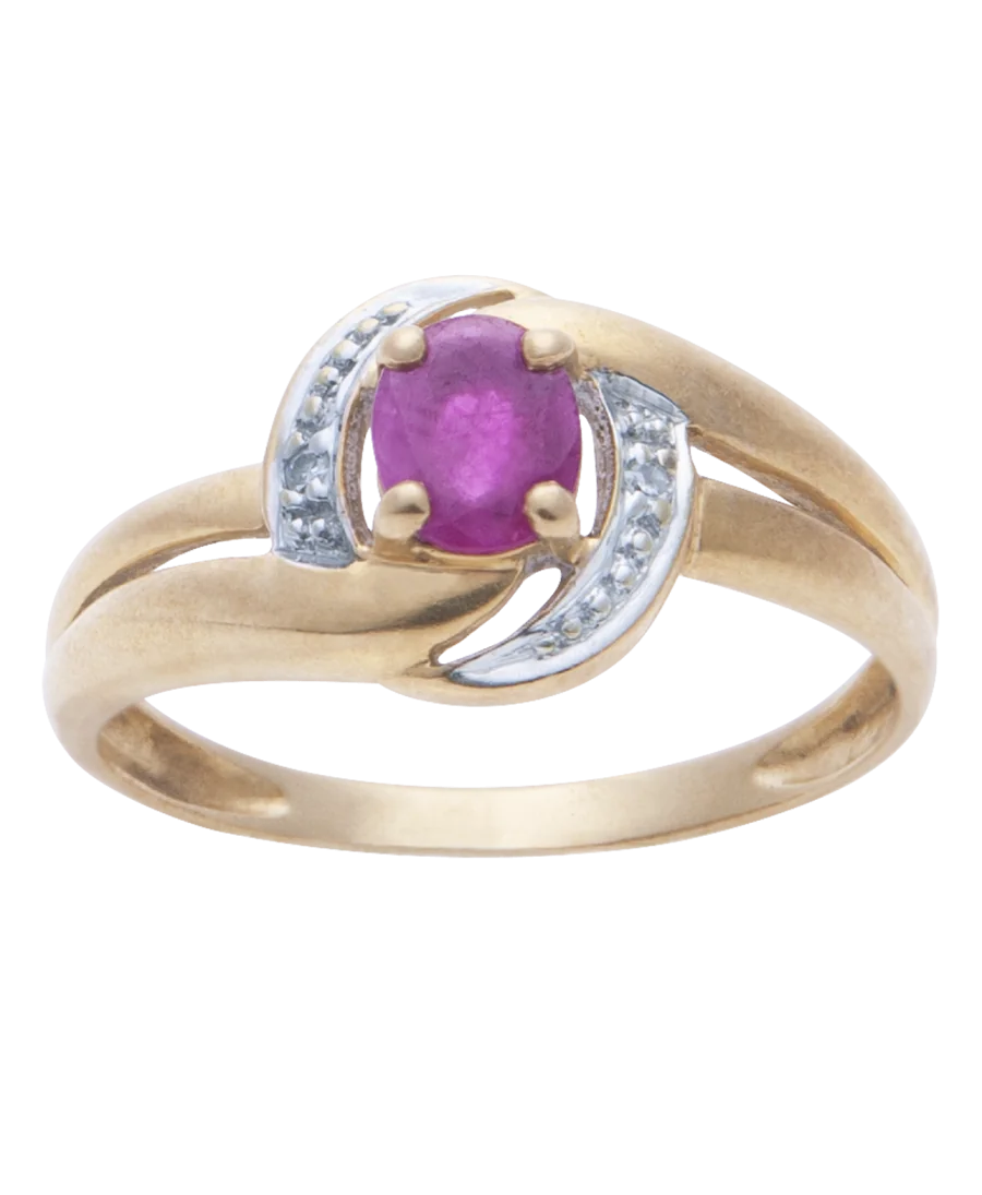 BAGUE EN OR JAUNE 18K SERTIE DE RUBIS CENTRAL DISPONIBLE CHEZ VIRTU LUXURY