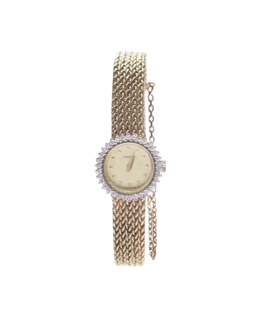 Montre Omega en Or jaune 18 Carats avec des Diamants. Disponible chez VIRTU LUXURY.