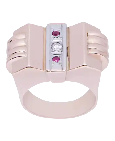 Bague TANK FRANÇAISE 2 Ors rose et blanc 18 Carats. Disponible chez VIRTU LUXURY.