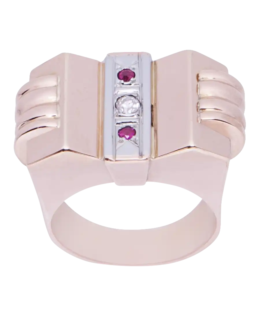 Bague TANK FRANÇAISE 2 Ors rose et blanc 18 Carats. Disponible chez VIRTU LUXURY.