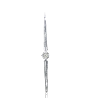 Montre WHITE MARGUERITE avec des Diamants blancs rond brillant. Disponible chez VIRTU LUXURY.