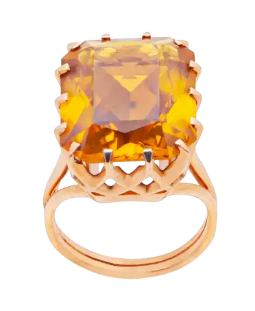 Bague CITRINE ROYALE en Or jaune 18 Carats avec 14 griffes. Disponible chez VIRTU LUXURY.