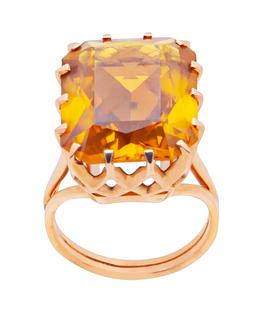 Bague CITRINE ROYALE en Or jaune 18 Carats avec 14 griffes. Disponible chez VIRTU LUXURY.