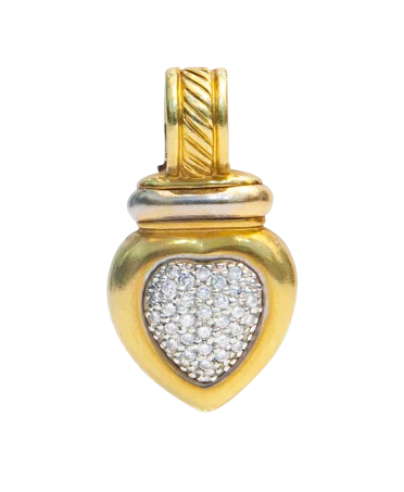 bijoux en or - pendentif en or jaune 18K avec diamants en coeur - bijoux d'occasion disponible en bijouterie chez VIRTU LUXURY