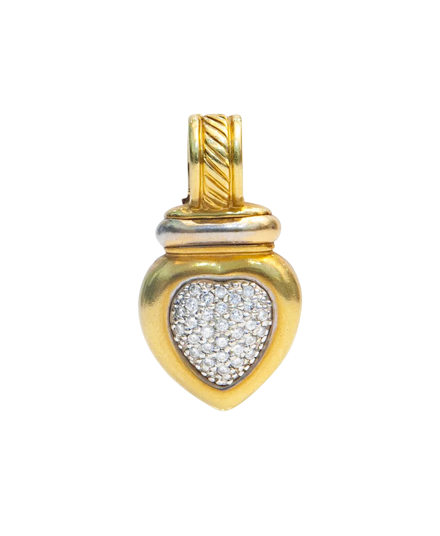 bijoux en or - pendentif en or jaune 18K avec diamants en coeur - bijoux d'occasion disponible en bijouterie chez VIRTU LUXURY