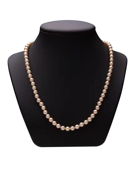 collier raffiné - perles TOP GEMME - collier de PERLES fermoir en or 18 carats - COLLIER LUXE- crème rosé