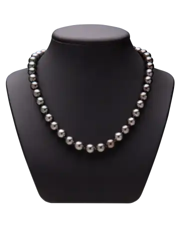 COLLIER RAS DU COU PERLES DE TAHITI - GROSSES PERLES NOIRES - LUSTRE AA+ - SURFACE DE NACRE AA