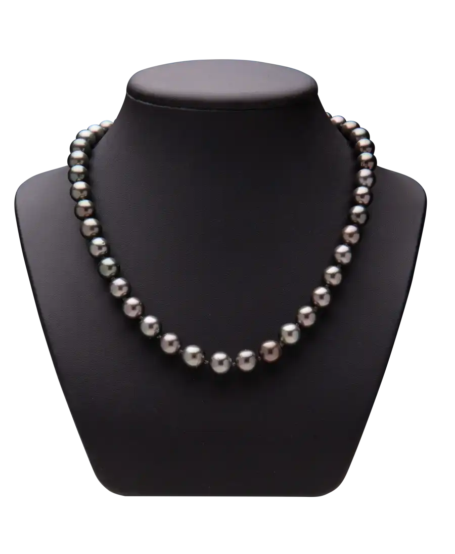 COLLIER RAS DU COU PERLES DE TAHITI - GROSSES PERLES NOIRES - LUSTRE AA+ - SURFACE DE NACRE AA