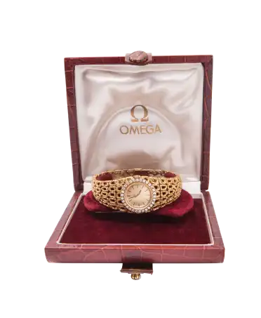 MONTRE VINTAGE OMEGA - maille en or massif - OR 18K - femmes - Disponible chez VIRTU LUXURY