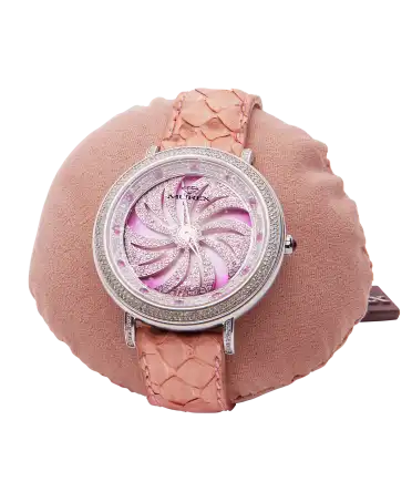 RSL925 Python Montre avec bracelet en véritable Python Rose. Disponible chez VIRTU LUXURY.