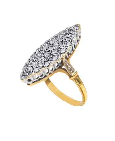 Bague Marquise avec 2 Ors et Diamants blancs. Disponible chez VIRTU LUXURY.