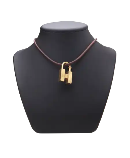 Collier H 2000 - marque Hermès - cadenas en or jaune - fermoir à crochet en or jaune