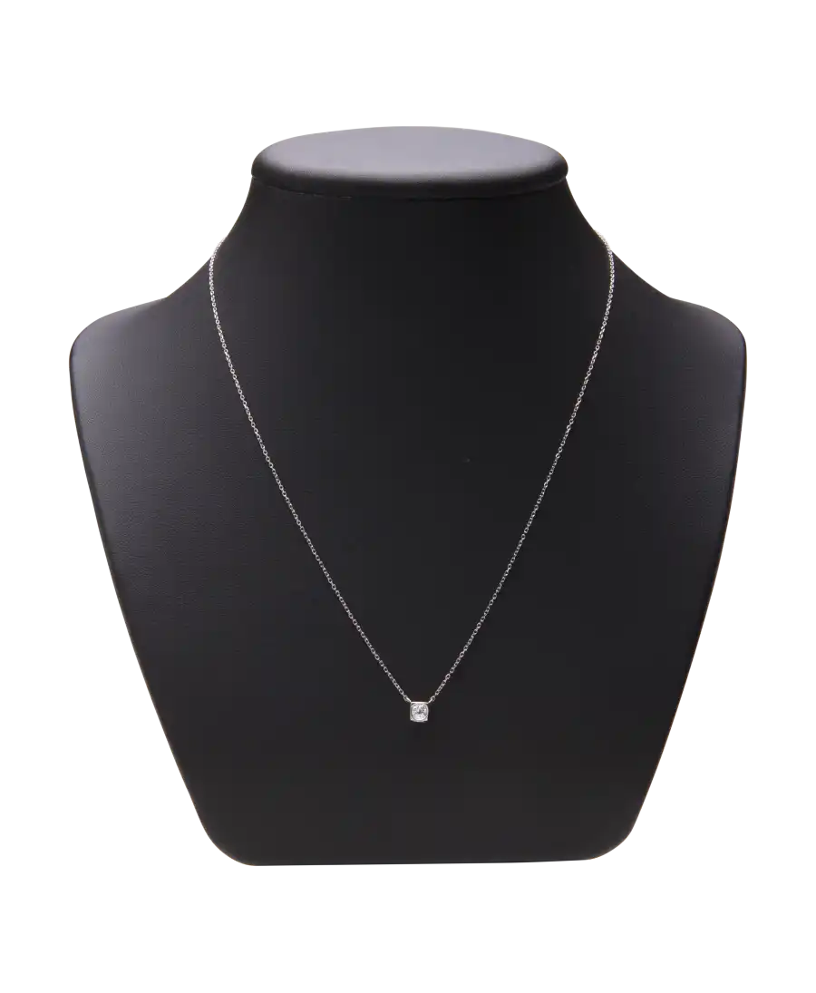 Collier DINH VAN en Or Blanc 18K brillant - diamant solitaire - LE CUBE DIAMANT - Disponible chez VIRTU LUXURY