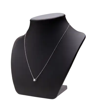 Collier Cube Diamant - or blanc 18 K - forme de cube - sertissage clos - DINH VAN - VIRTU LUXURY