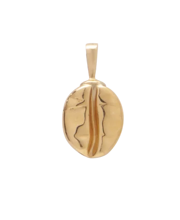 Pendentif en Or Jaune en forme de graine de café. Disponible chez VIRTU LUXURY.