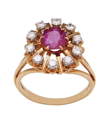 Bague Marguerite Saphir Rose en Or jaune 18 Carats. Disponible chez VIRTU LUXURY.