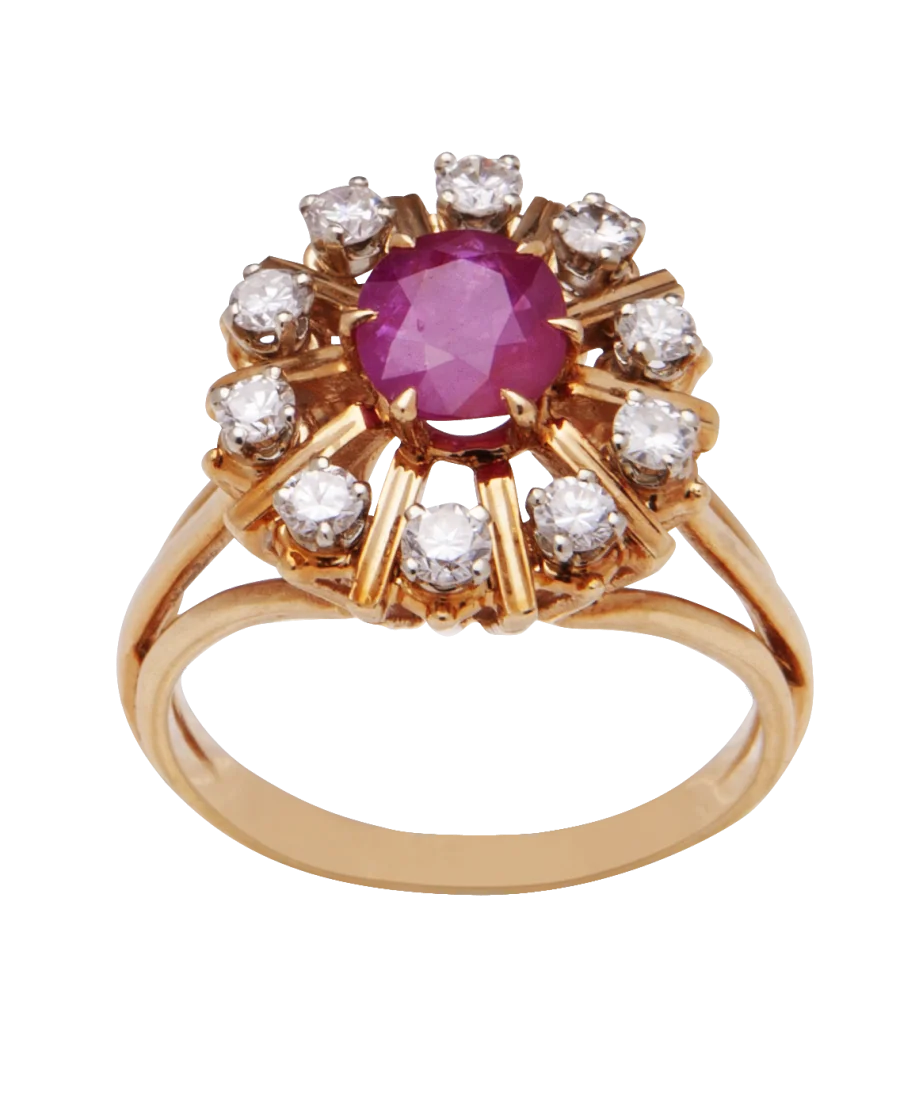 Bague Marguerite Saphir Rose en Or jaune 18 Carats. Disponible chez VIRTU LUXURY.