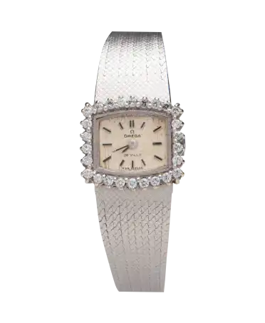 Montre bracelet White Gold Diamonds Watch de la maison horlogère OMEGA. VIRTU LUXURY.