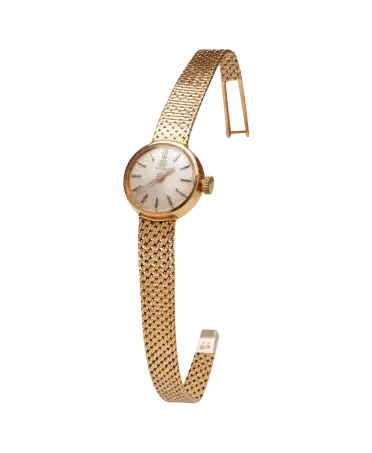 Montre braceket Vintage Tissot en Or jaune 18 Carats. Disponible chez VIRTU LUXURY.