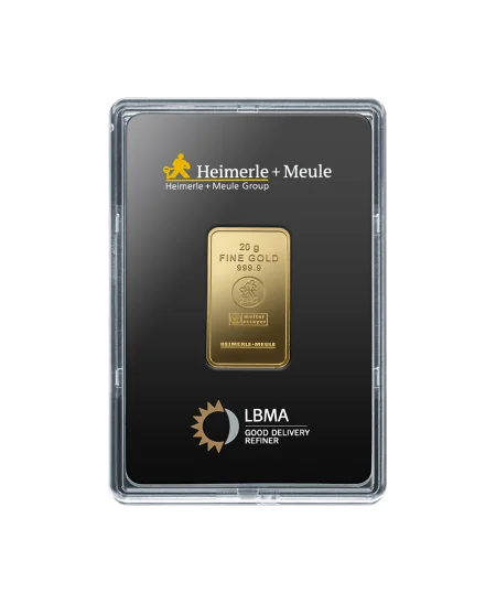 lingot HEIMERLE + MEULE de 20 Grammes d'or pur 24K en vente disponible chez VIRTU LUXURY