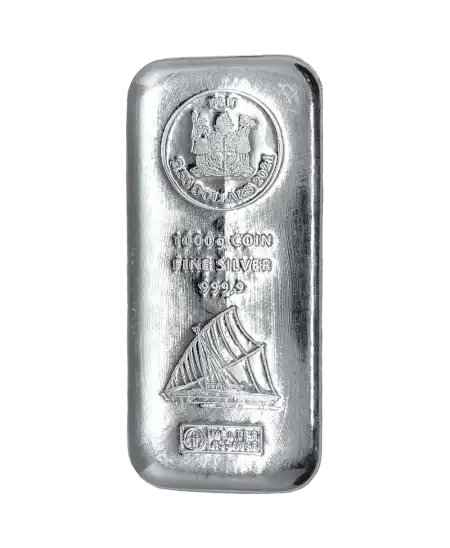 lingot argent de 1000 grammes des îles FIJI d'une valeur faciale de 2,5 dollars SANS TVA