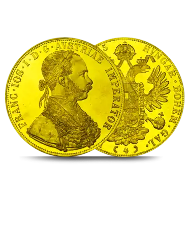 Avers et Revers de la Pièce d'OR de QUATRE 4 DUCATS AUTRICHIENS disponible EN LIGNE et EN BOUTIQUE chez VIRTU LUXURY