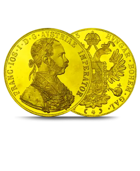 Avers et Revers de la Pièce d'OR de QUATRE 4 DUCATS AUTRICHIENS disponible EN LIGNE et EN BOUTIQUE chez VIRTU LUXURY