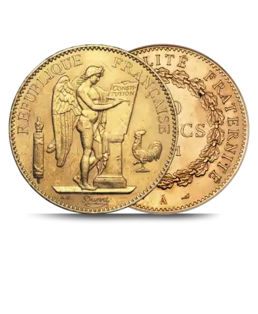 Avers et Revers de la pièce d'or 100 Francs Or disponible chez VIRTU LUXURY