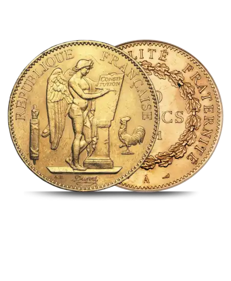 Avers et Revers de la pièce d'or 100 Francs Or disponible chez VIRTU LUXURY