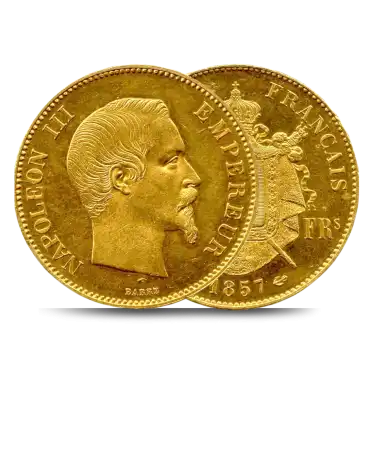 Avers et Revers de la pièce d'or 100 Francs Or NAPOLÉON III TÊTE NON LAURÉE disponible chez VIRTU LUXURY