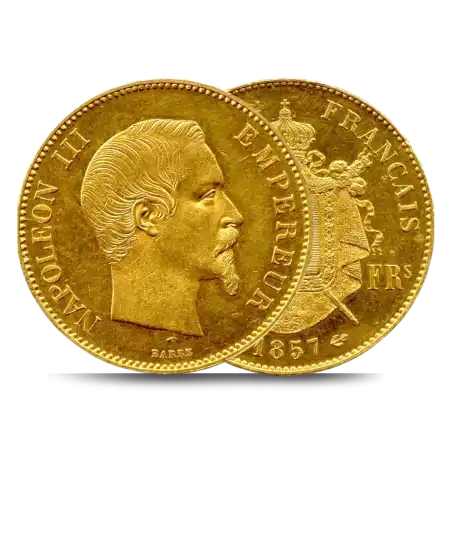 Avers et Revers de la pièce d'or 100 Francs Or NAPOLÉON III TÊTE NON LAURÉE disponible chez VIRTU LUXURY