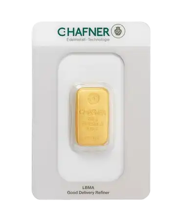 avant du lingot coulé de 250 Grammes de C. HAFNER d'or coulé pur 24K en vente disponible chez VIRTU LUXURY