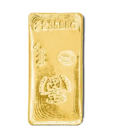 Lingot D'OR coulé MADE IN FRANCE de 1 Kg d'or pur 24K recyclé par la SAAMP disponible en vente chez VIRTU LUXURY