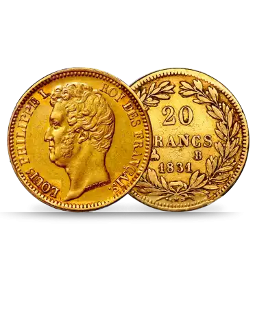 pièce en OR de VINGT Francs LOUIS PHILIPPE 1 disponible chez VIRTU LUXURY